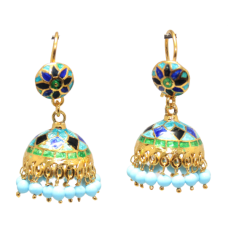 Jhumki Jhumka Earrings Silver 925 Sterling Enamel Meena Gold Rhodium Tribal Turquoise Bead Stone Handmade Gift Women E271